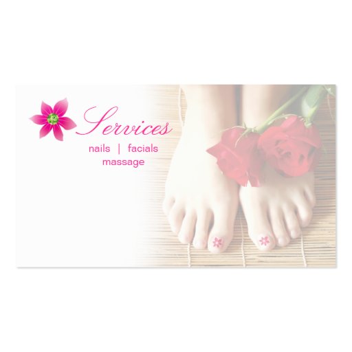 Nails Salon Spa Pedicure Flower Pink Business Card Template (back side)