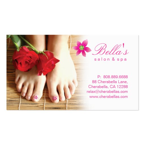 Nails Salon Spa Pedicure Flower Pink Business Card Template (front side)