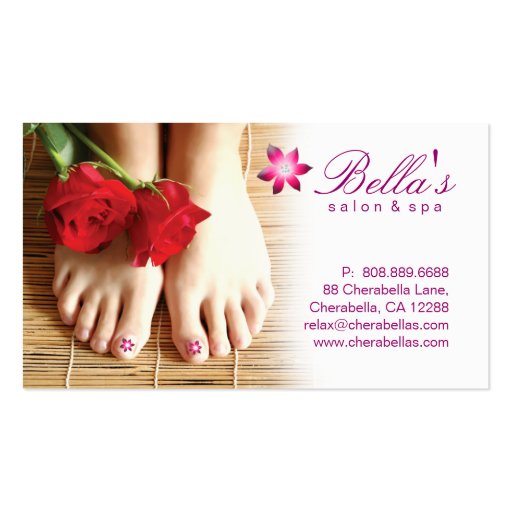 Nails Salon Spa Pedicure Flower Purple Business Card