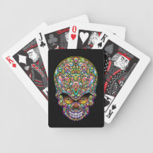 Naipes psicodélicos del diseño del arte del cráneo cartas de juego