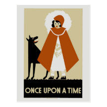 Naive Art Deco Little Red Riding Hood Postcards