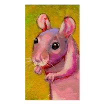 Naked hairless rat cute fun pink pet painting art business cards
