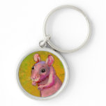 Naked hairless rat cute fun pink pet painting art keychains