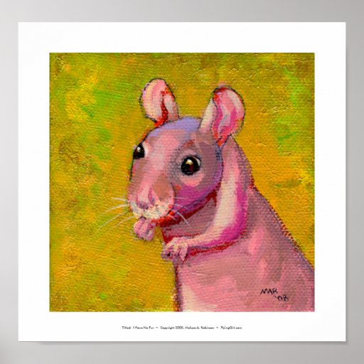 Naked hairless rat cute fun pink pet painting art posters