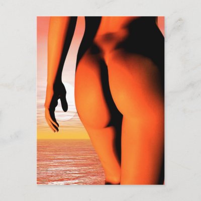 Naked lady in the sunset postcards by Eggznbeenz