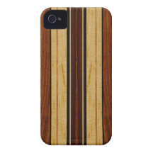 Nalu Hou Faux Koa Wood Surfboard iPhone 4 Cases