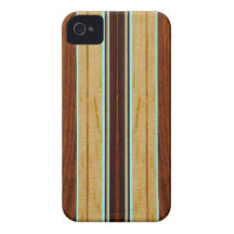 Nalu Hou Faux Koa Wood Surfboard iPhone 4 Cases