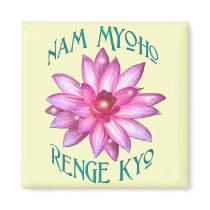 Nam Myoho Renge Kyo with Lotus Flower Design Refrigerator Magnet