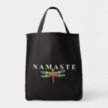Namaste Dragonfly (Dark Background) Tote Bag