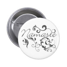Namaste in dark gray swirls buttons