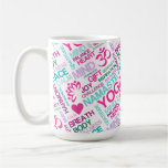 Namaste, Peace and Harmony Pink YOGA Pattern Mugs
