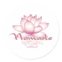 Namaste Pink Lotus Round Stickers