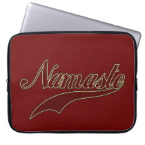 Namaste Stylish Red Burgundy square spiral pattern Laptop Sleeve