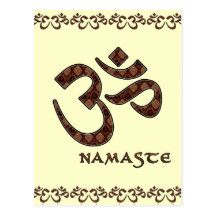 Namaste with Om Symbol Brown and Cream Post Card
