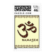 Namaste with Om Symbol Brown and Cream Postage