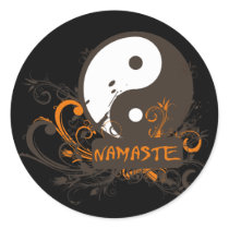 Namaste Yin Yang Round Sticker