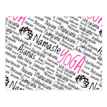 Namaste Yoga Positions Asana Poses Sanskrit Names Postcard