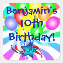 Name And Age Balloon Birthday Stickers stickers