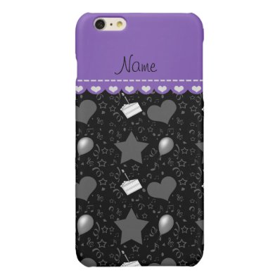 Name black birthday cake balloons hearts stars glossy iPhone 6 plus case