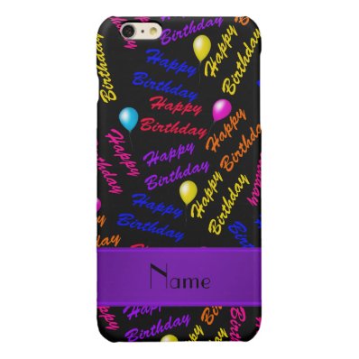 Name black rainbow happy birthday balloons glossy iPhone 6 plus case