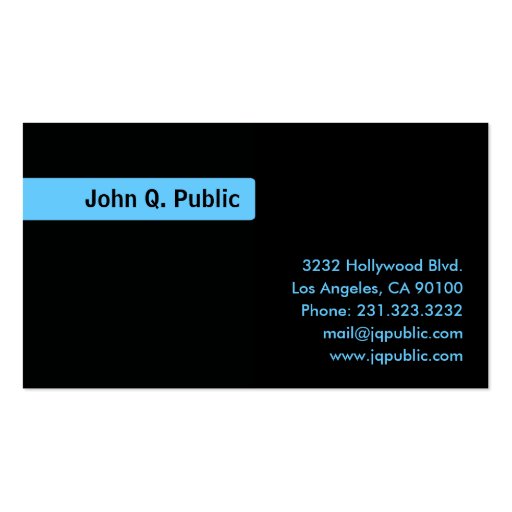 Name Blue Background - Plain Black Business Card