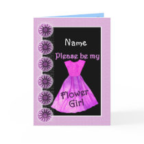 NAME Flower Girl Invitation PINK Dress Card