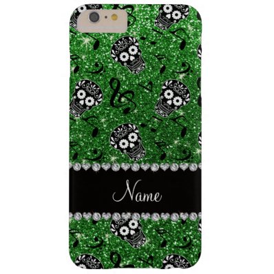Name Green glitter music notes sugar skulls Barely There iPhone 6 Plus Case