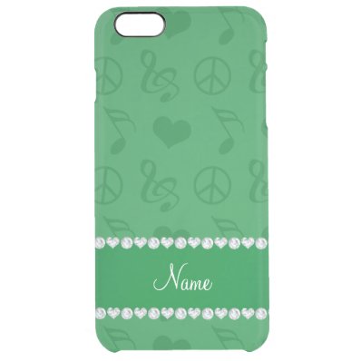 Name green music notes hearts peace sign clear iPhone 6 plus case