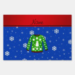 Name green ugly christmas sweater blue snowflakes sign