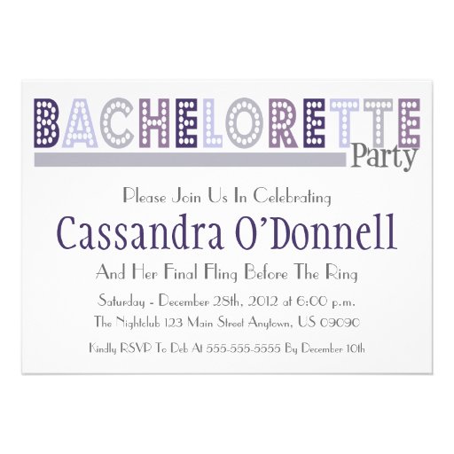 Name In Lights Bachelorette Party Invites (Gray)