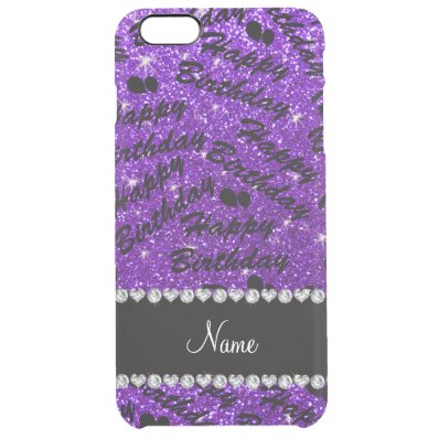Name indigo purple glitter happy birthday balloons clear iPhone 6 plus case