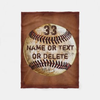 Name, Jersey Number Cool Baseball Blanket, 3 Sizes Fleece Blanket