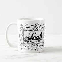 Name Leah in black inside stylish frame Coffee Mugs
