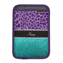 Name light purple leopard turquoise glitter iPad mini sleeve at  Zazzle