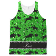 Name lime green glitter equestrian hearts bows All-Over print tank top