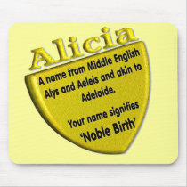 Name meaning and origin: Alicia mousepads