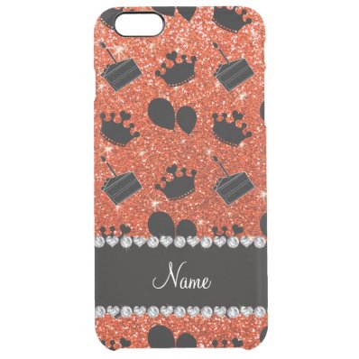 Name neon orange glitter crowns balloons cake clear iPhone 6 plus case