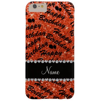 Name neon orange glitter happy birthday balloons barely there iPhone 6 plus case