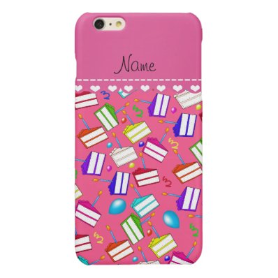 Name pink rainbow cakes balloons swirls glossy iPhone 6 plus case