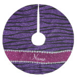Name purple glitter zebra stripes pink stripe tree skirt