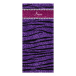 Name purple glitter zebra stripes pink stripe custom rack card