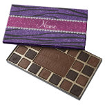 Name purple glitter zebra stripes pink stripe 45 piece assorted chocolate box