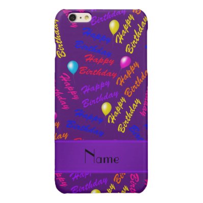 Name purple rainbow happy birthday balloons glossy iPhone 6 plus case