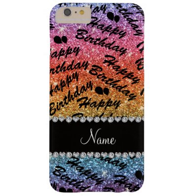 Name rainbow glitter happy birthday balloons barely there iPhone 6 plus case