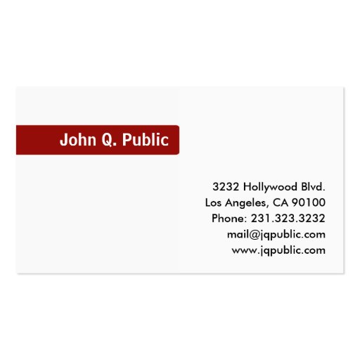 Name Red Background - Plain White Business Card (front side)
