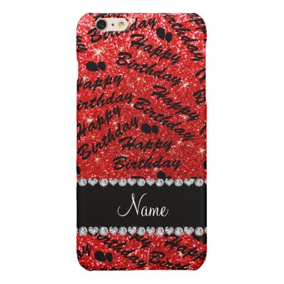 Name red glitter happy birthday balloons glossy iPhone 6 plus case