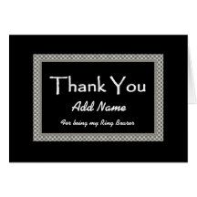 NAME  Ring Bearer Checkerboard Wedding THANK YOU Greeting Cards