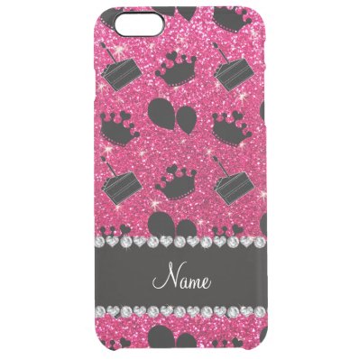 Name rose pink glitter crowns balloons cake clear iPhone 6 plus case