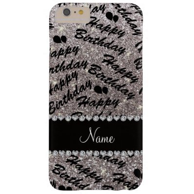 Name silver glitter happy birthday balloons barely there iPhone 6 plus case