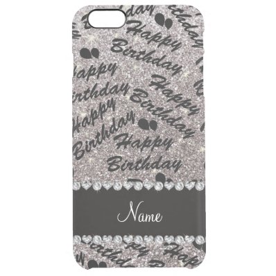 Name silver glitter happy birthday balloons clear iPhone 6 plus case